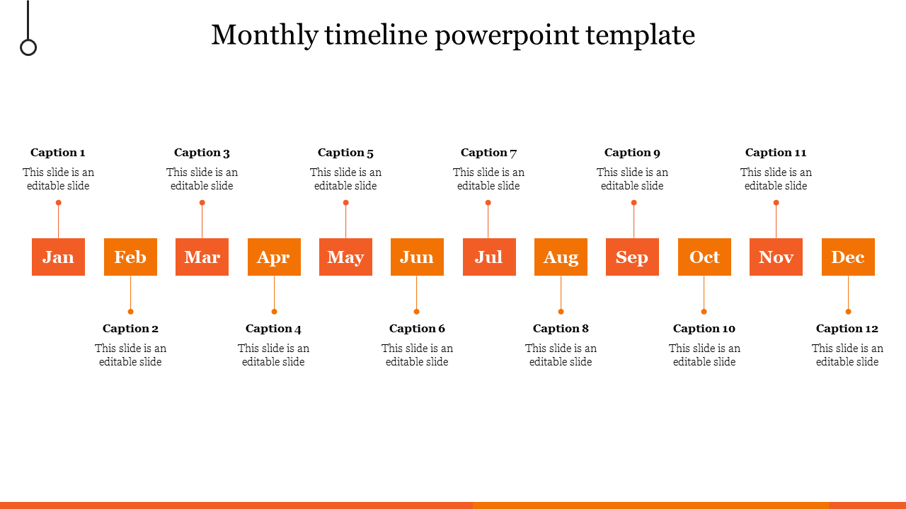 Free - Customized Monthly Timeline PowerPoint Template Slide